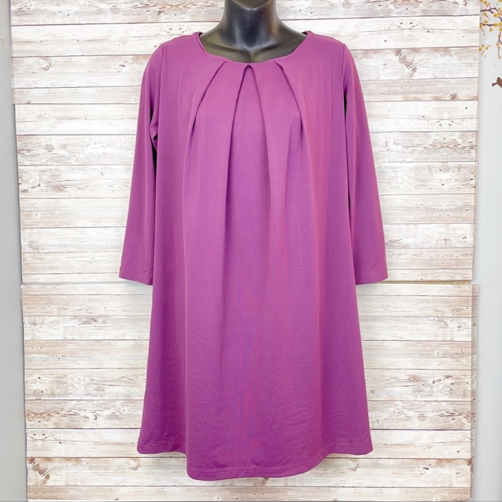 Susana Monaco Purple Gathered Neck Sheath Dress